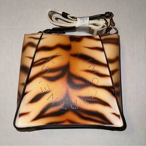 Stella McCartney Medium Tiger Print Logo Crossbody Bag with Branded Strap